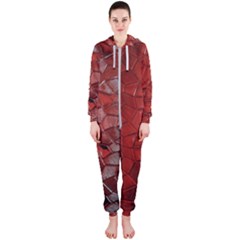 Pattern Backgrounds Abstract Red Hooded Jumpsuit (ladies) 