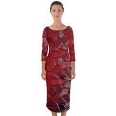 Pattern Backgrounds Abstract Red Quarter Sleeve Midi Bodycon Dress