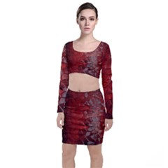 Pattern Backgrounds Abstract Red Long Sleeve Crop Top & Bodycon Skirt Set