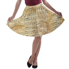 Background Old Parchment Musical A-line Skater Skirt by Celenk