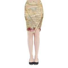 Background Old Parchment Musical Midi Wrap Pencil Skirt by Celenk