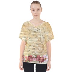 Background Old Parchment Musical V-neck Dolman Drape Top