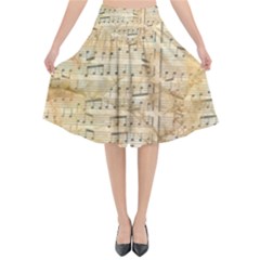 Background Old Parchment Musical Flared Midi Skirt by Celenk