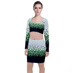 Tech Camouflage 2 Long Sleeve Crop Top & Bodycon Skirt Set