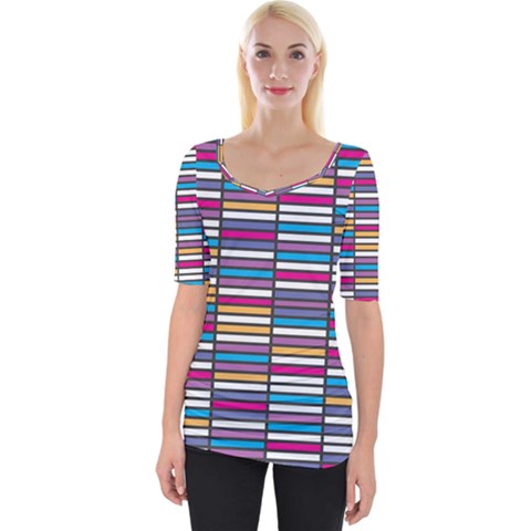 Color Grid 01 Wide Neckline Tee by jumpercat