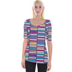 Color Grid 01 Wide Neckline Tee