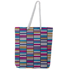 Color Grid 01 Full Print Rope Handle Tote (large)