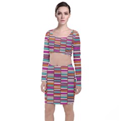 Color Grid 02 Long Sleeve Crop Top & Bodycon Skirt Set by jumpercat