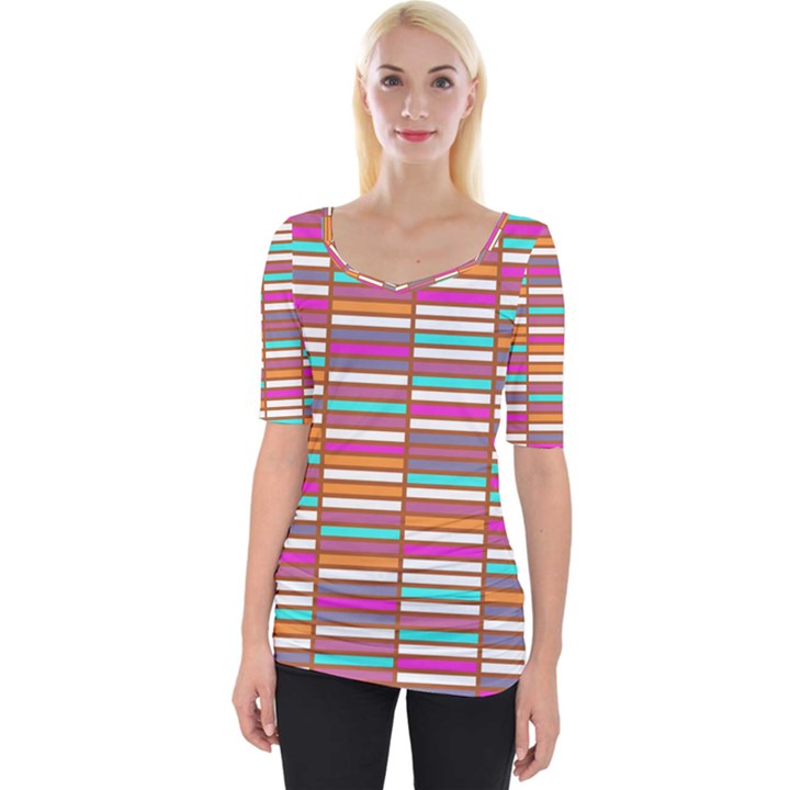 Color Grid 02 Wide Neckline Tee