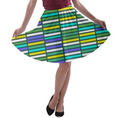 Color Grid 03 A-line Skater Skirt by jumpercat