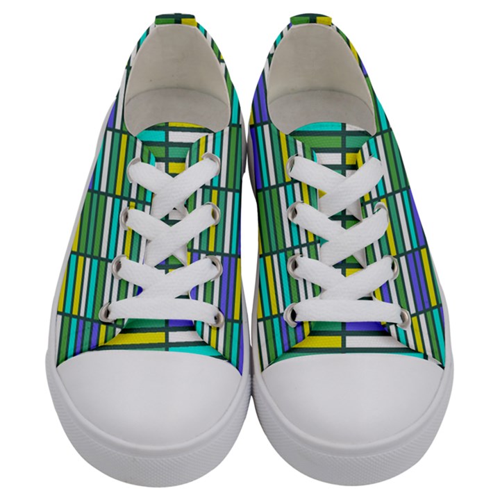 Color Grid 03 Kids  Low Top Canvas Sneakers