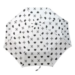 Black Pixel Skull Pirate Folding Umbrellas by jumpercat