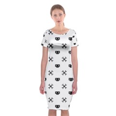 Black Pixel Skull Pirate Classic Short Sleeve Midi Dress by jumpercat