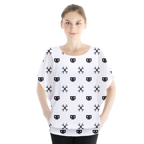 Black Pixel Skull Pirate Blouse by jumpercat