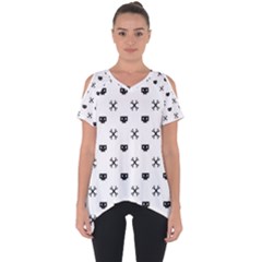 Black Pixel Skull Pirate Cut Out Side Drop Tee by jumpercat