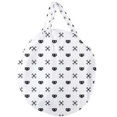 Black Pixel Skull Pirate Giant Round Zipper Tote by jumpercat