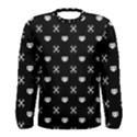 White Pixel Skull Pirate Men s Long Sleeve Tee View1