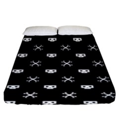 White Pixel Skull Pirate Fitted Sheet (king Size) by jumpercat