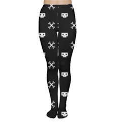 White Pixel Skull Pirate Women s Tights by jumpercat