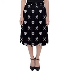 White Pixel Skull Pirate Folding Skater Skirt