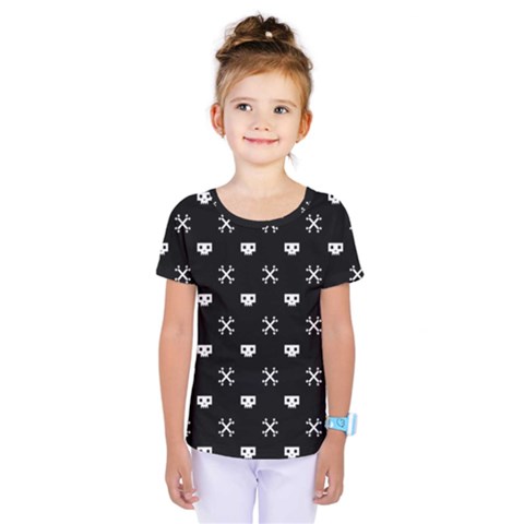 White Pixel Skull Pirate Kids  One Piece Tee by jumpercat