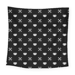 White Pixel Skull Pirate Square Tapestry (large) by jumpercat