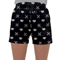 White Pixel Skull Pirate Sleepwear Shorts by jumpercat