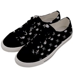 White Pixel Skull Pirate Men s Low Top Canvas Sneakers by jumpercat