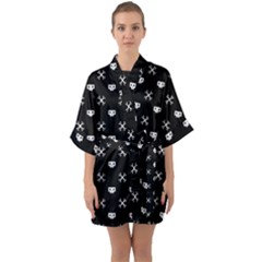 White Pixel Skull Pirate Quarter Sleeve Kimono Robe by jumpercat