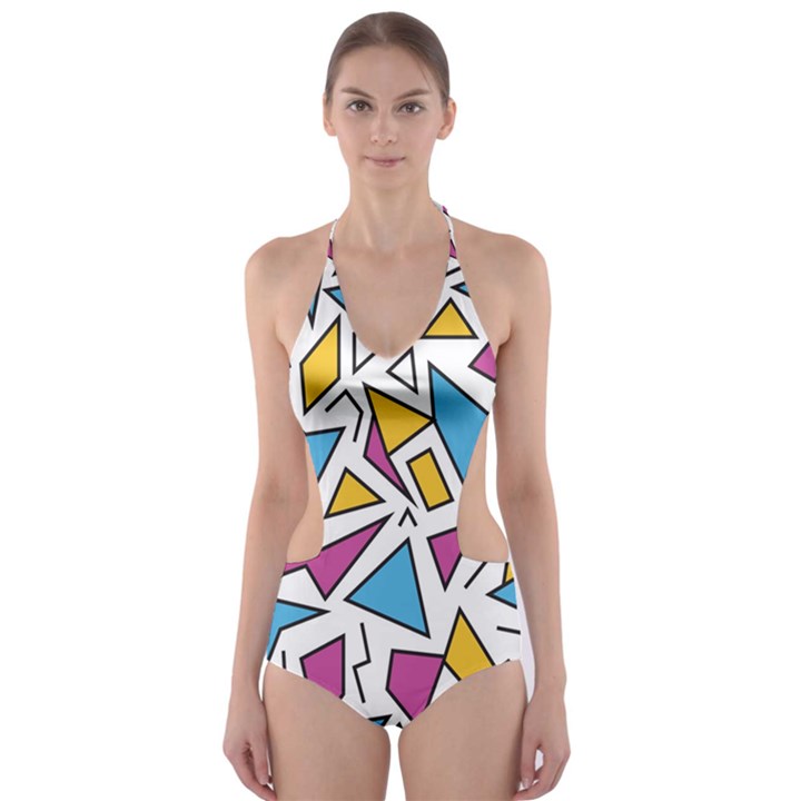 Retro Shapes 01 Cut-Out One Piece Swimsuit