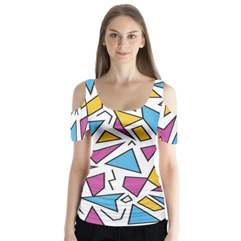 Retro Shapes 01 Butterfly Sleeve Cutout Tee  by jumpercat