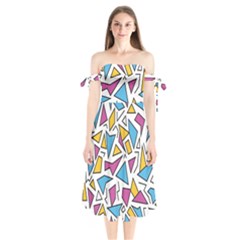 Retro Shapes 01 Shoulder Tie Bardot Midi Dress by jumpercat