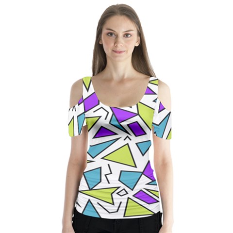 Retro Shapes 02 Butterfly Sleeve Cutout Tee  by jumpercat