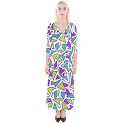 Retro Shapes 02 Quarter Sleeve Wrap Maxi Dress by jumpercat