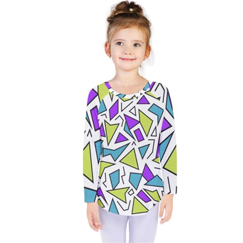 Retro Shapes 02 Kids  Long Sleeve Tee by jumpercat