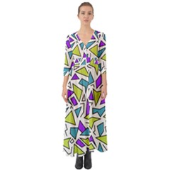 Retro Shapes 02 Button Up Boho Maxi Dress