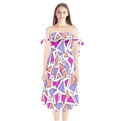 Retro Shapes 03 Shoulder Tie Bardot Midi Dress by jumpercat