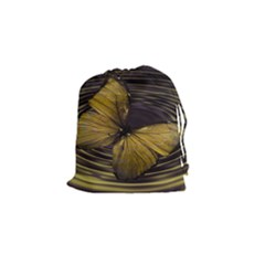 Butterfly Insect Wave Concentric Drawstring Pouches (small)  by Celenk