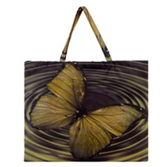 Butterfly Insect Wave Concentric Zipper Large Tote Bag by Celenk