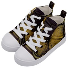 Butterfly Insect Wave Concentric Kid s Mid-top Canvas Sneakers