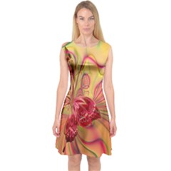 Arrangement Butterfly Aesthetics Capsleeve Midi Dress by Celenk