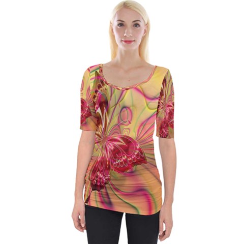 Arrangement Butterfly Aesthetics Wide Neckline Tee by Celenk