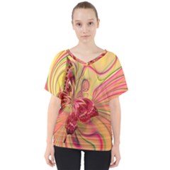 Arrangement Butterfly Aesthetics V-neck Dolman Drape Top