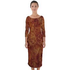 Abstract Flames Fire Hot Quarter Sleeve Midi Bodycon Dress