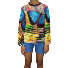 Blue Morphofalter Butterfly Insect Kids  Long Sleeve Swimwear by Celenk