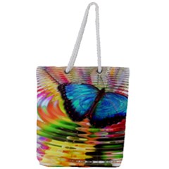 Blue Morphofalter Butterfly Insect Full Print Rope Handle Tote (large)