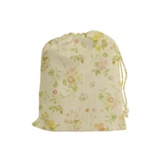 Floral Wallpaper Flowers Vintage Drawstring Pouches (large)  by Celenk