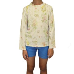 Floral Wallpaper Flowers Vintage Kids  Long Sleeve Swimwear by Celenk