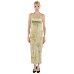 Floral Wallpaper Flowers Vintage Fitted Maxi Dress