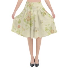 Floral Wallpaper Flowers Vintage Flared Midi Skirt by Celenk